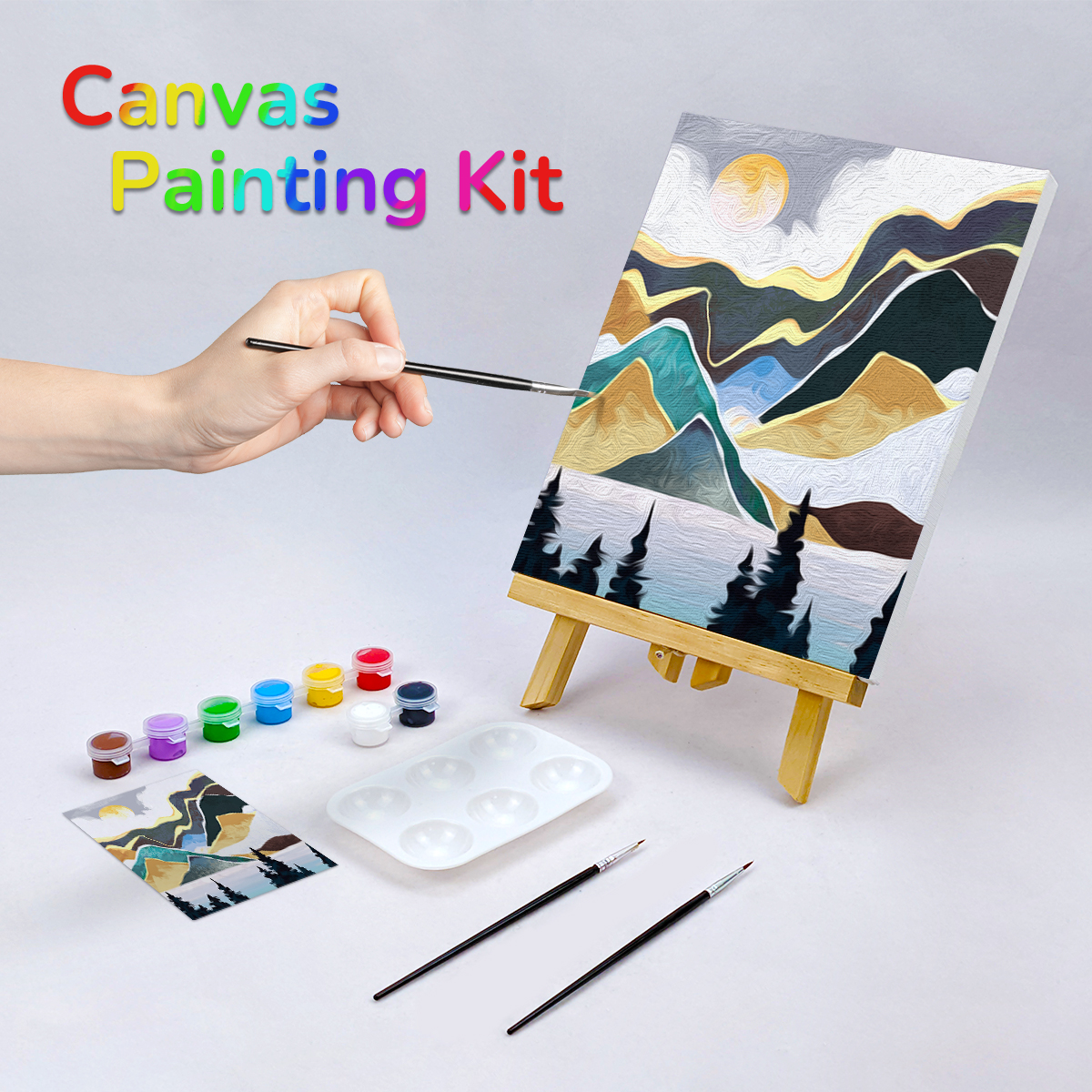 VOCHIC Canvas Painting Kit Pre Drawn Canvas for Painting for Adults Party  Party Kits Paint and Sip Party Supplies 8x10 Canvas to Paint Moonlit Night  8